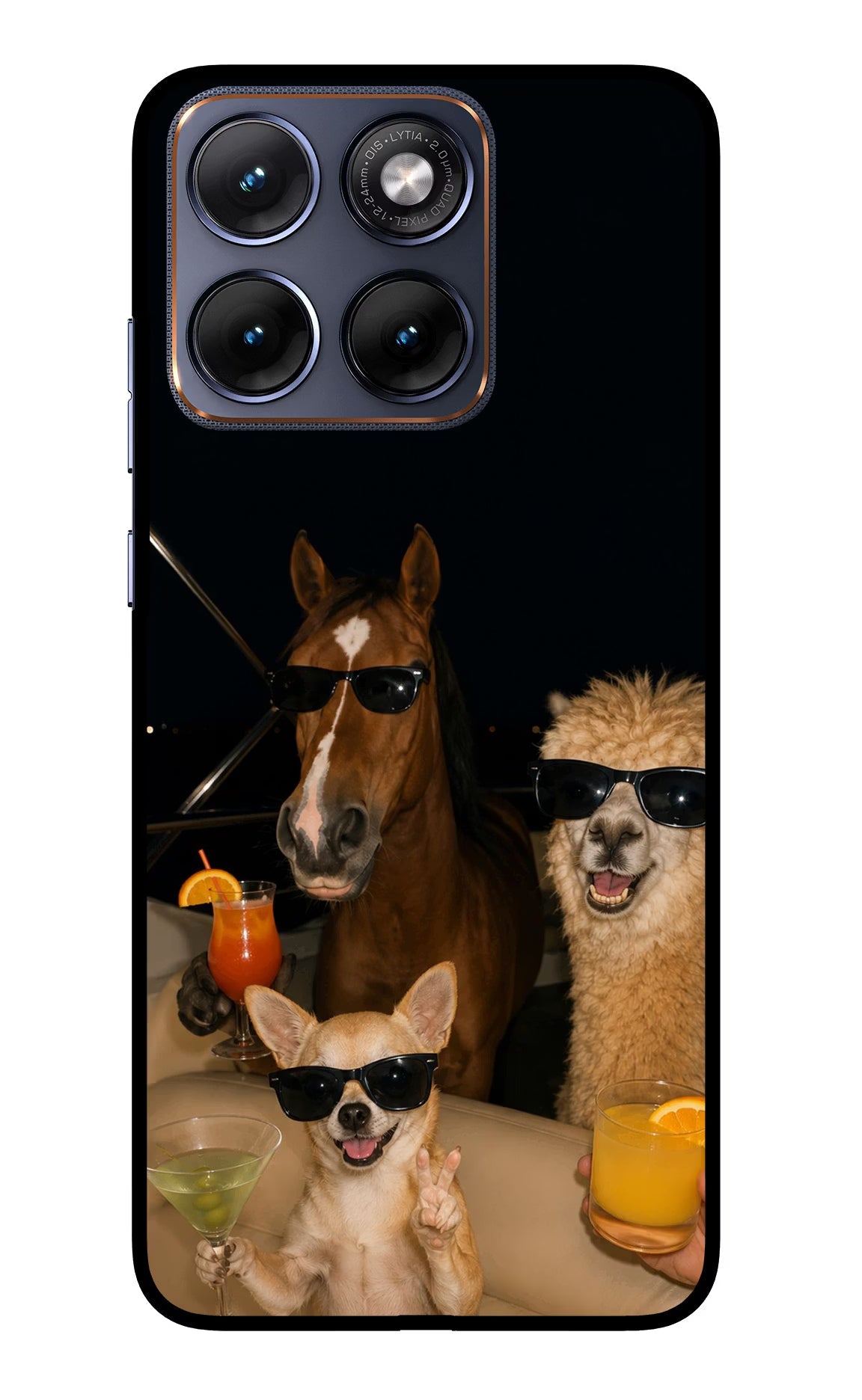 Party Squad Moto Edge 70 Fusion Back Cover Glass Case - Hello Swanky