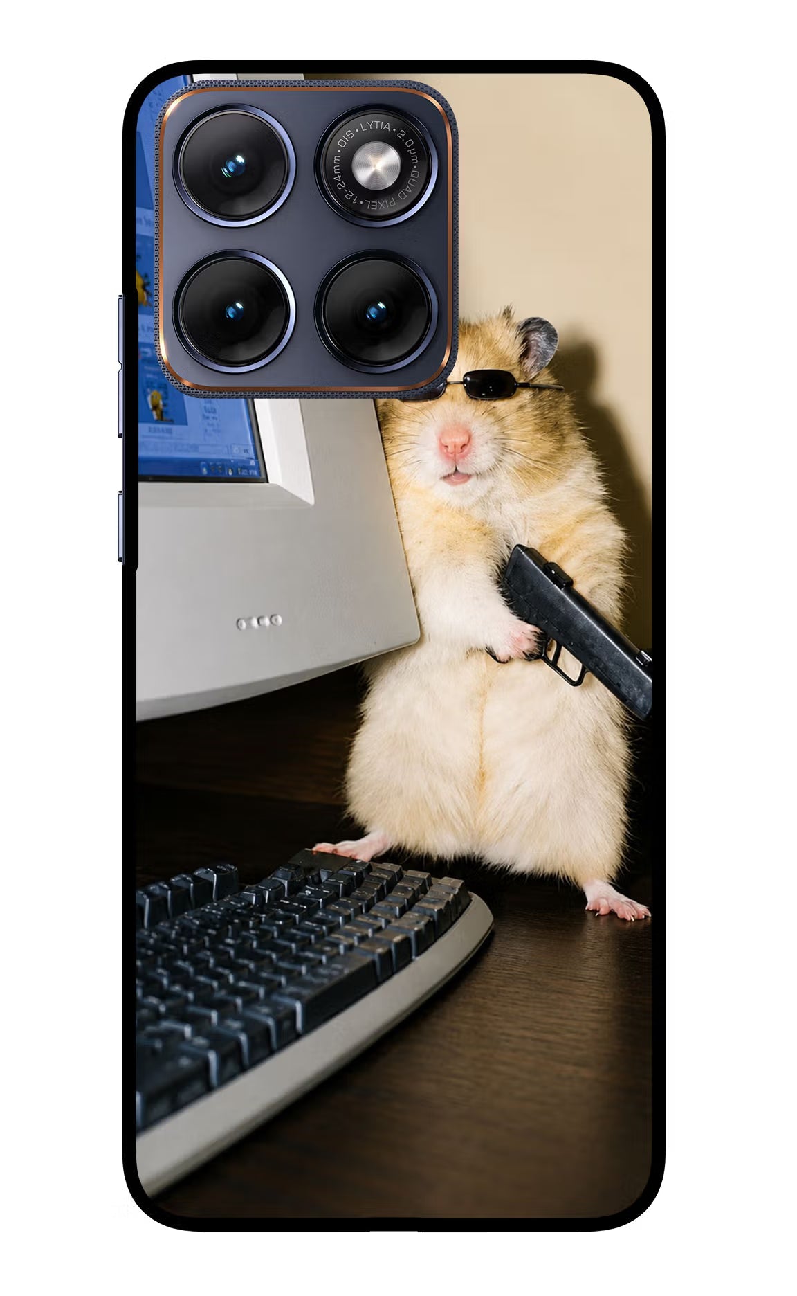 Hacker Hamster Moto Edge 70 Fusion Back Cover Glass Case - Hello Swanky