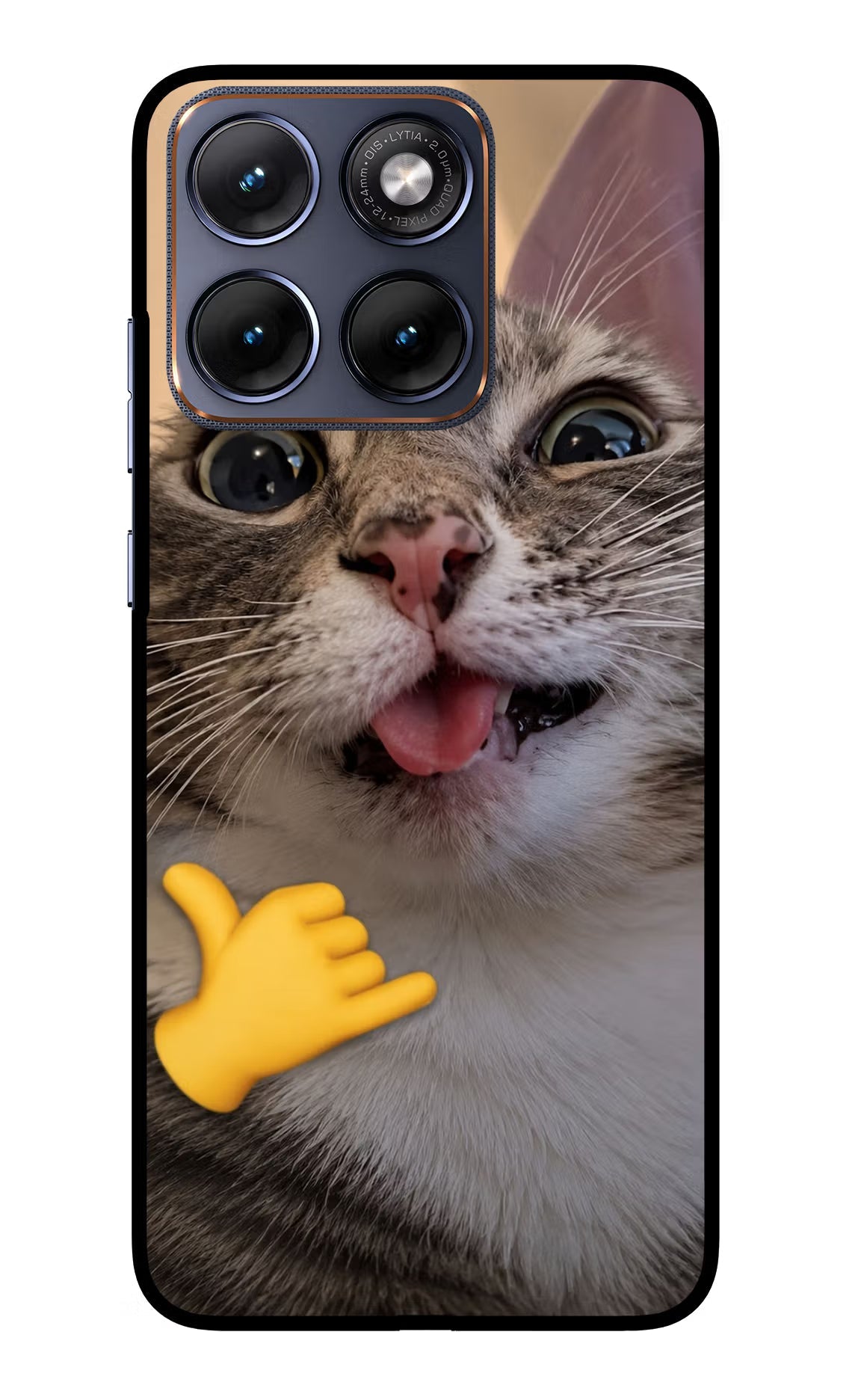 Silly Cat Call Moto Edge 70 Fusion Back Cover Glass Case - Hello Swanky