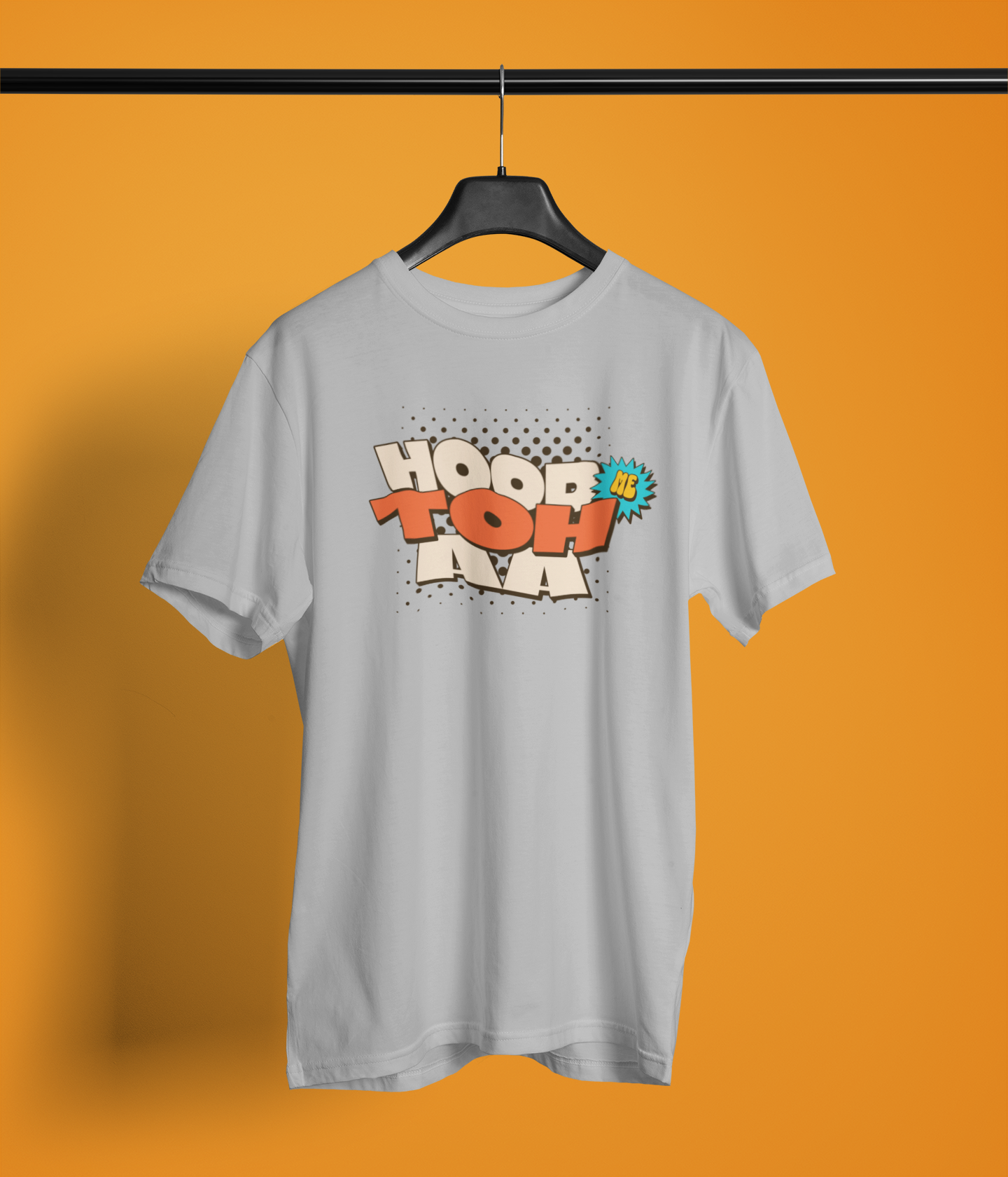 Hood Me Toh Aa Unisex Grey Round Neck T-Shirt | Desi Graphic