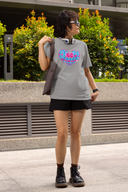 Mine Be Mine Half Sleeve Grey Round Neck T-Shirt for Women by Hello Swanky