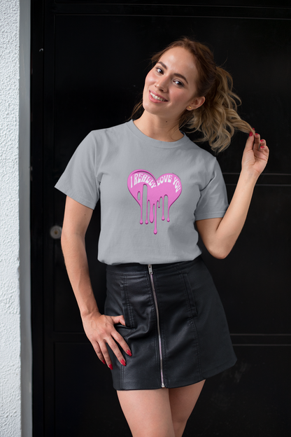 Really love you half sleeve grey round neck t-shirt for women by hello swanky