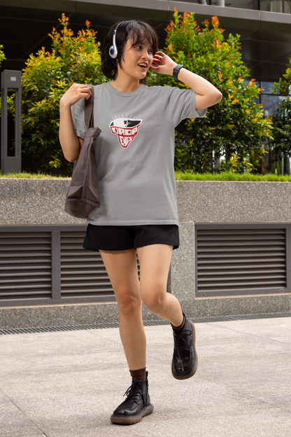 Drop Eye Grey Round Neck T-Shirt for Women – Stylish Fit