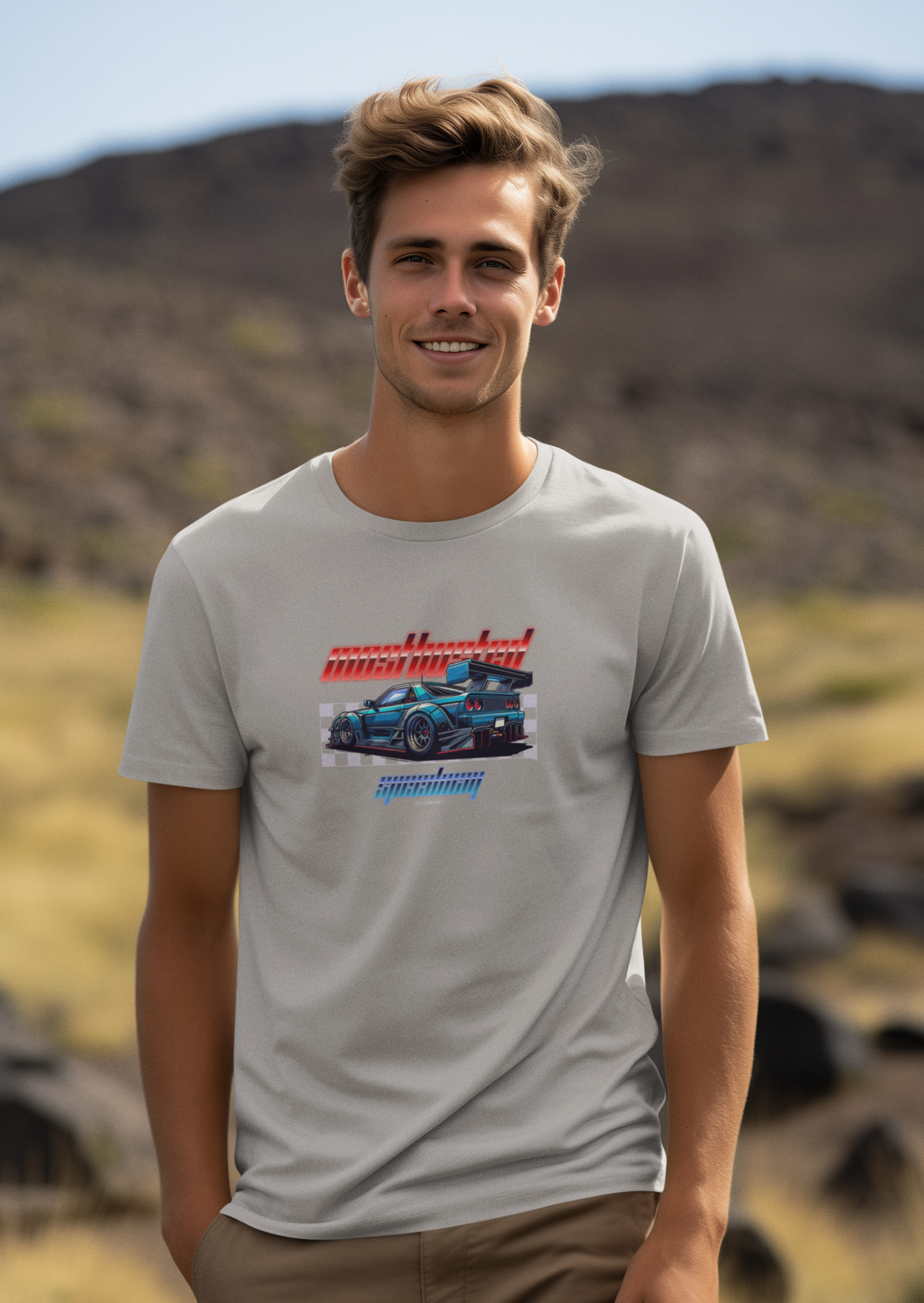Speed Car Half Sleeve Grey Round Neck T-Shirt for Men Hello Swanky