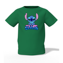 Stitch Cartoon Graphic Kid’s Green Printed T-Shirt