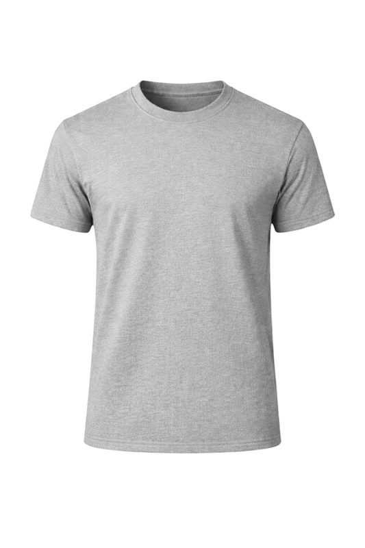 Grey Bulk Unisex Round Neck Half Sleeve T-Shirt
