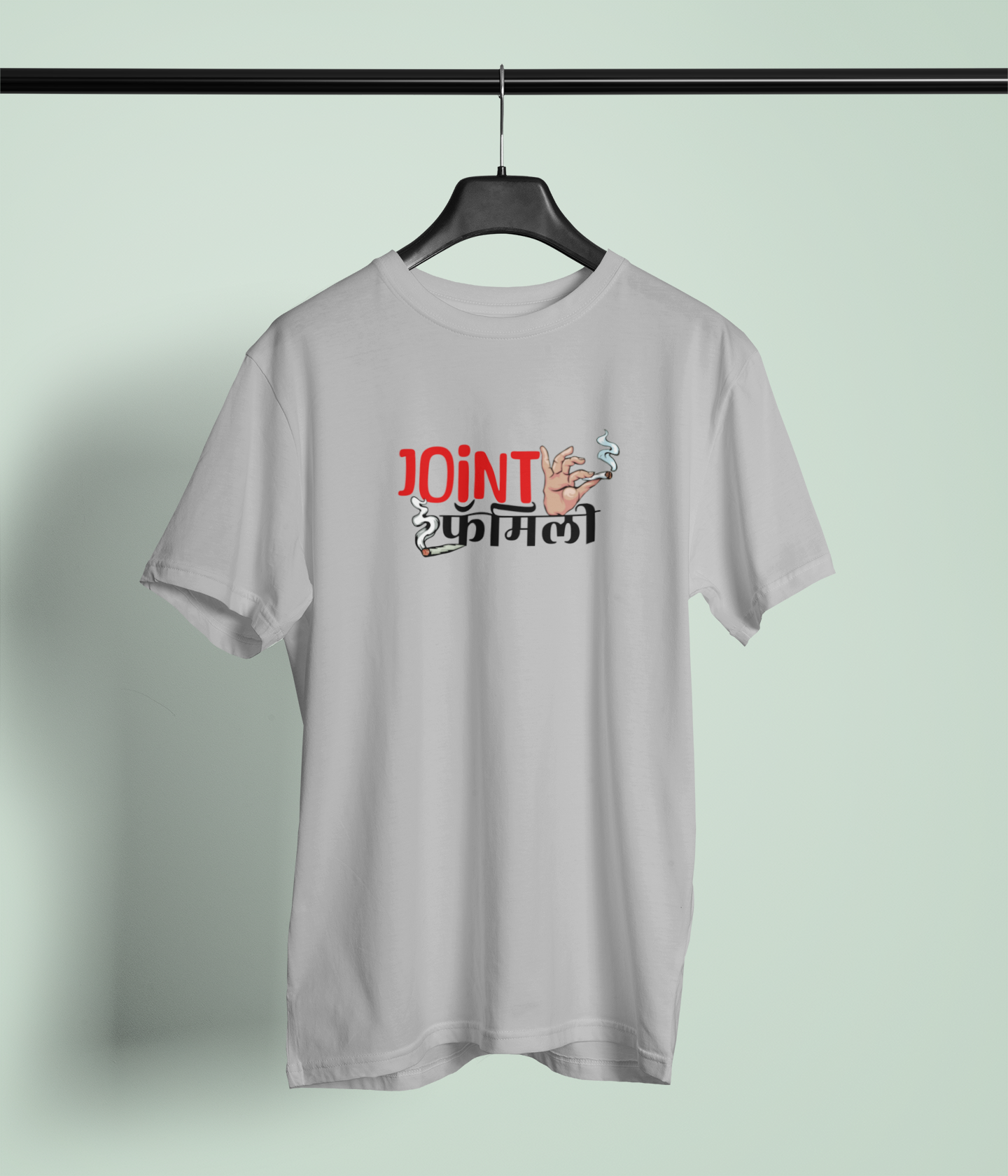 Joint Family Grey Round Neck Unisex T-shirt Marathi Designs
