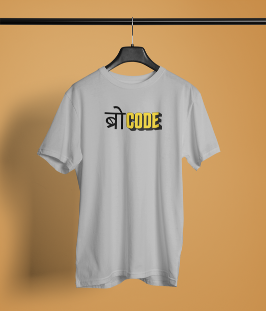 Brocode Grey Unisex Round Neck T-Shirt Desi Graphic