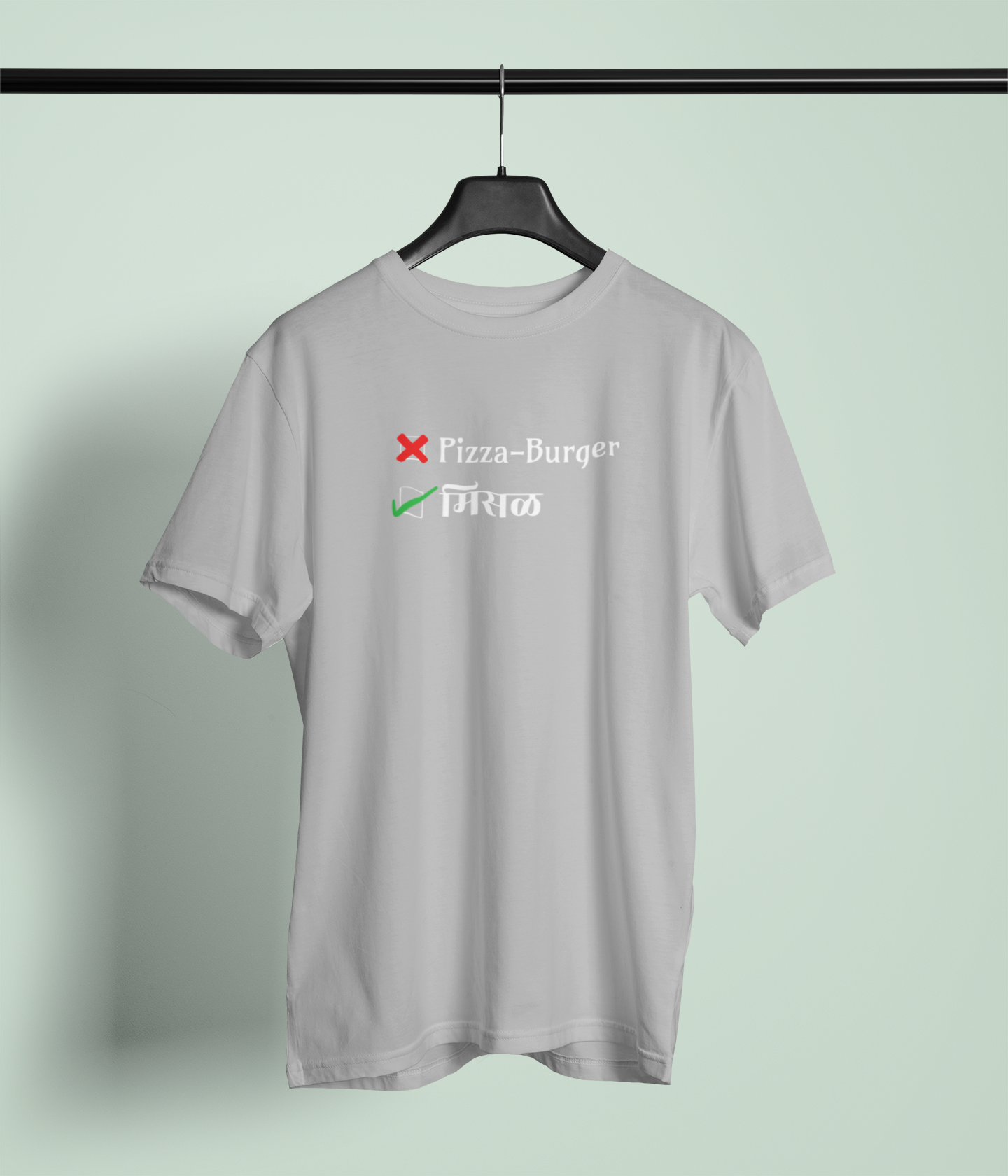 Misal Grey Round Neck Unisex T-shirt Marathi Designs