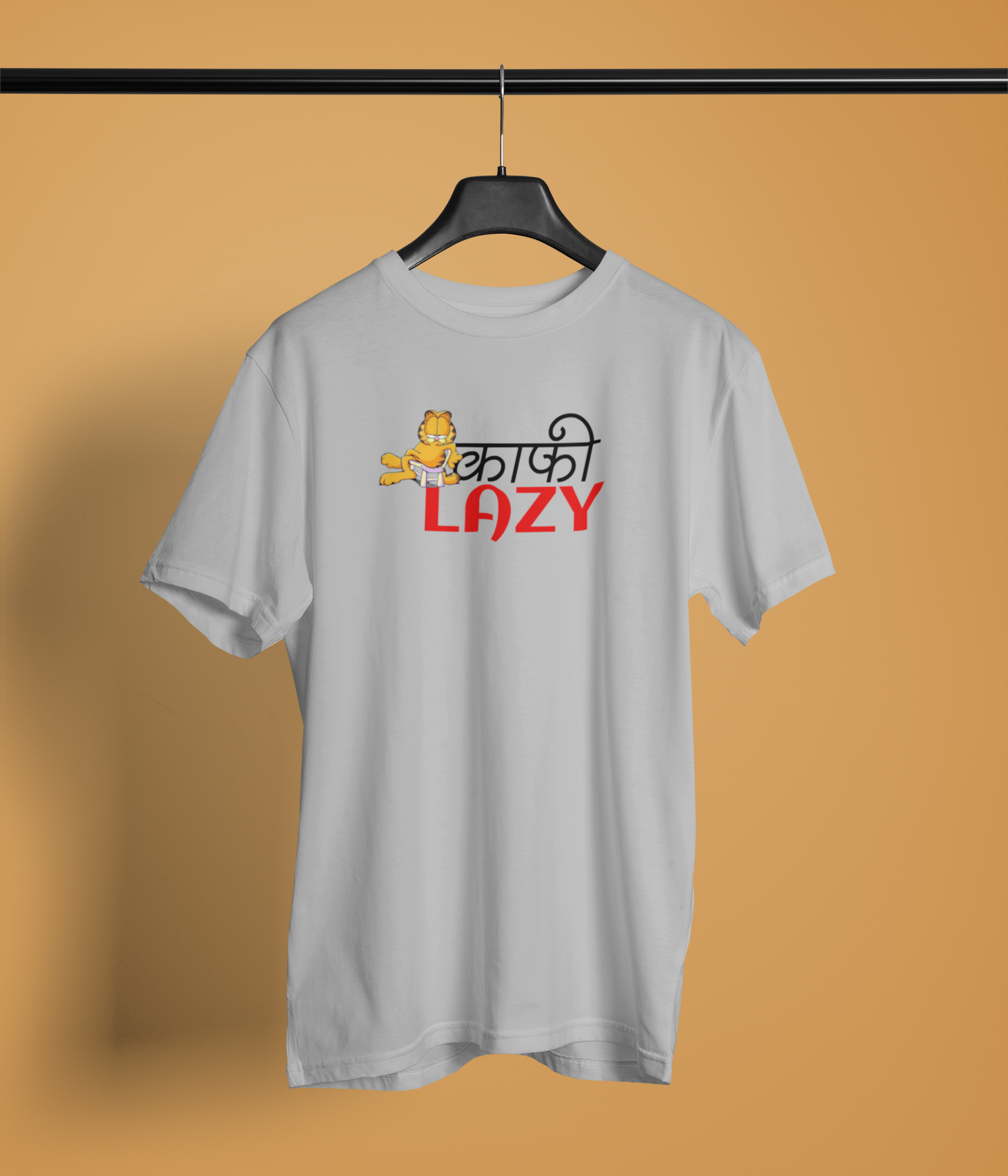 Kafi Lazy Unisex Grey Round Neck T-Shirt | Desi Graphic