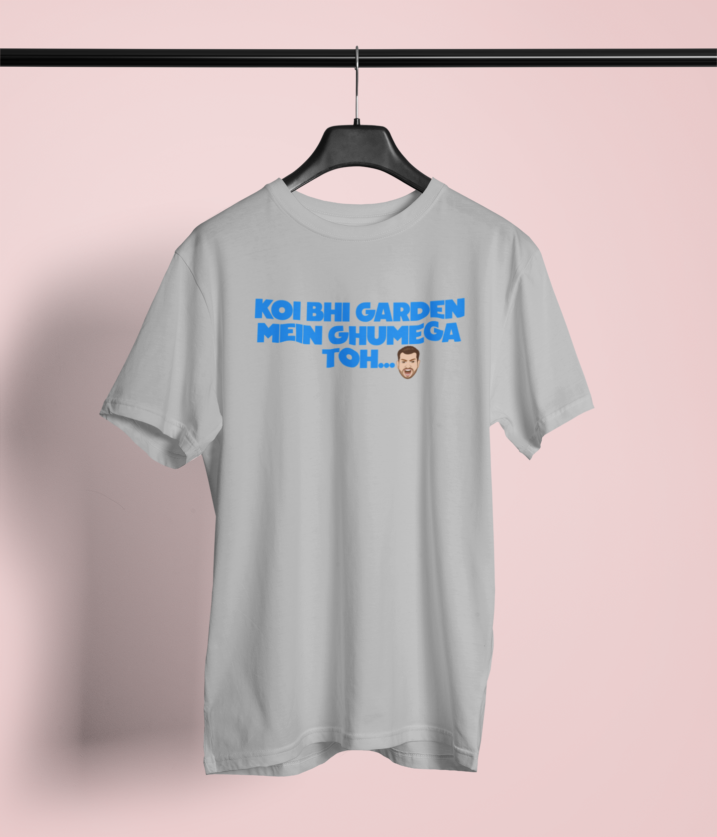 Garden Me Ghumega Toh Unisex Grey Round Neck T-Shirt | Desi Graphic