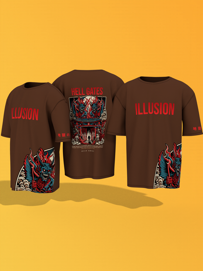 Illusion Brown Unisex T-Shirt Trendy Oversized Special Edition