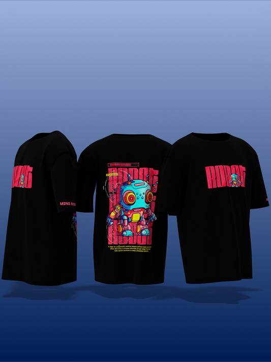 Mini Robot Black Unisex Oversized Special Edition Tee Shirt