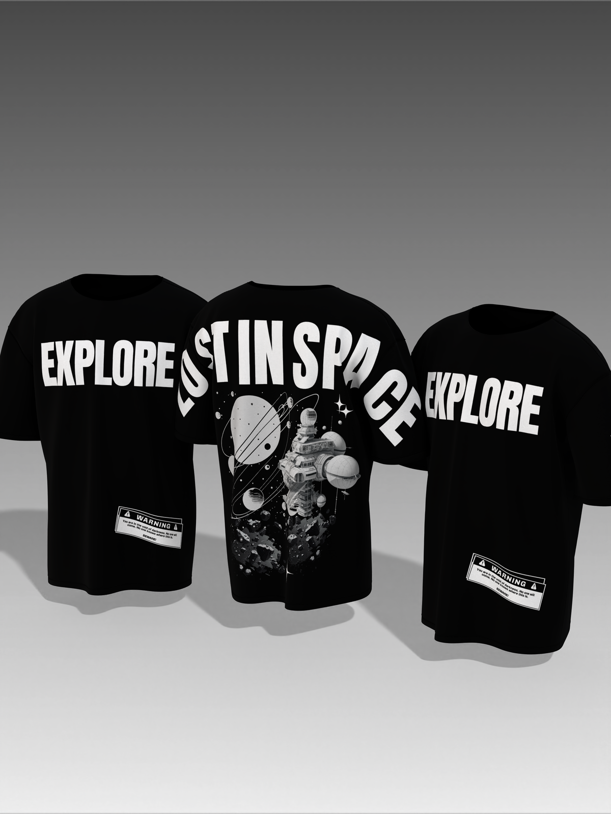 Lost In Space Black Unisex Oversized Special Edition T-Shirt