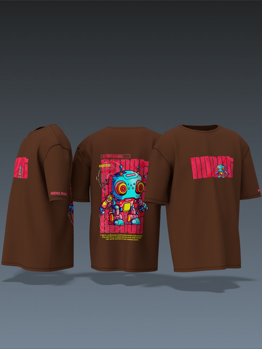 Mini Robot Brown Unisex Oversized Special Edition Tee Shirt