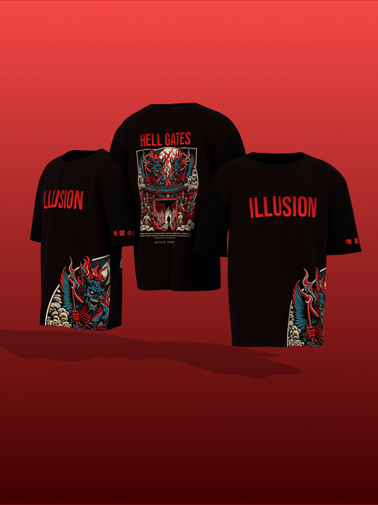 Illusion Black Unisex T-Shirt Trendy Oversized Special Edition