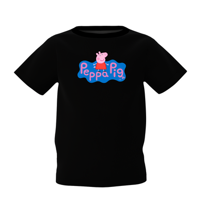 Peppa Cartoon Graphic Kid’s Black Round Neck Printed T-Shirt