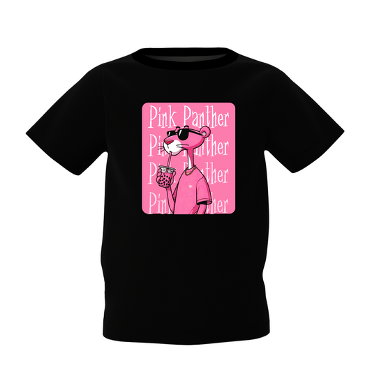 Pink Panther Graphic Kid’s Black Printed T-Shirt
