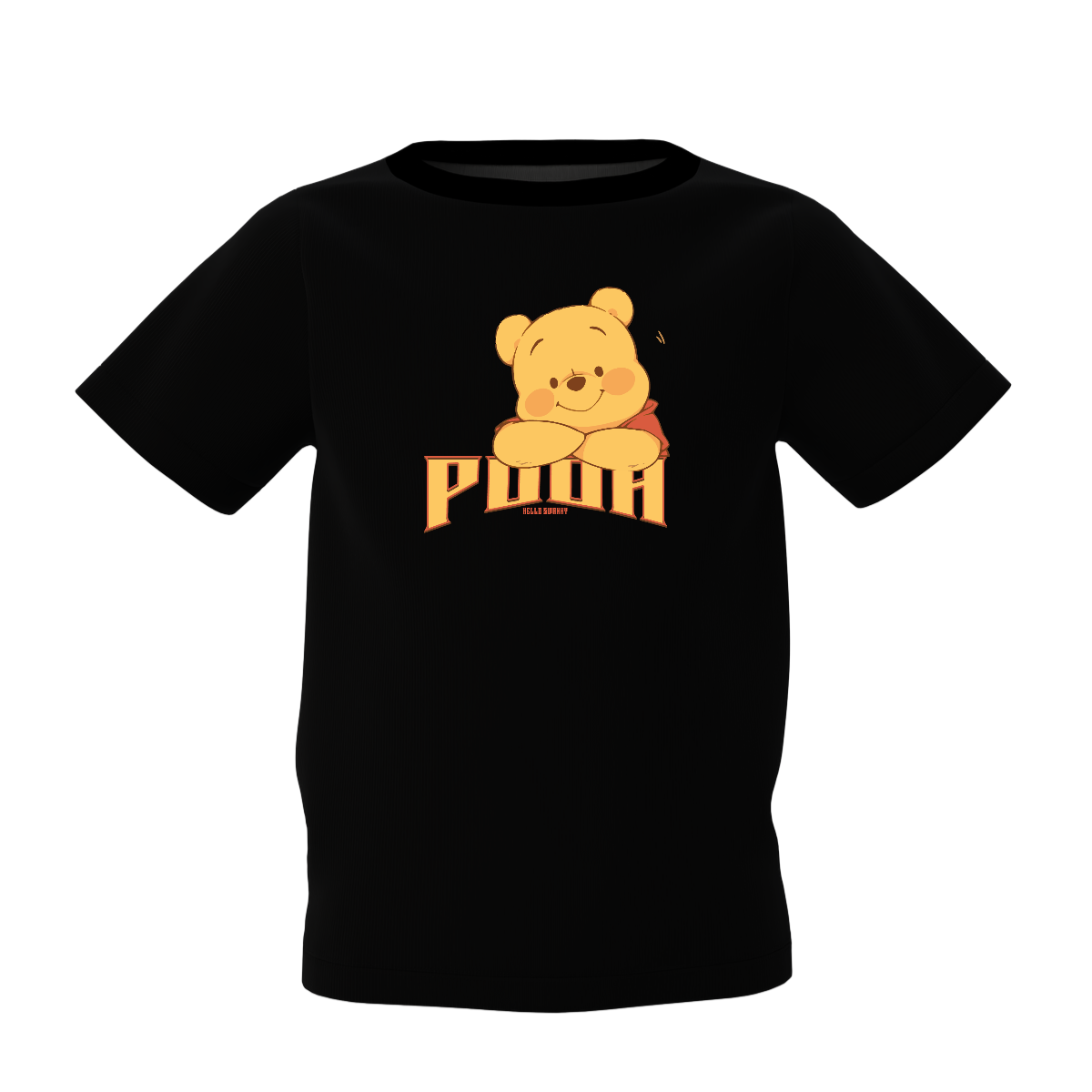 POOH Black Kids T-Shirt  Cute Cartoon in Kids Clothes