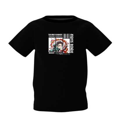 Demon Slayer Graphic Kid’s Black Printed T-Shirt Anime Style