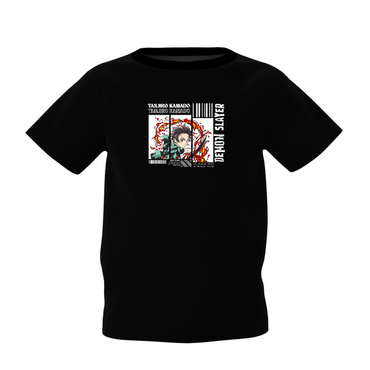 Demon Slayer Graphic Kid’s Black Printed T-Shirt Anime Style