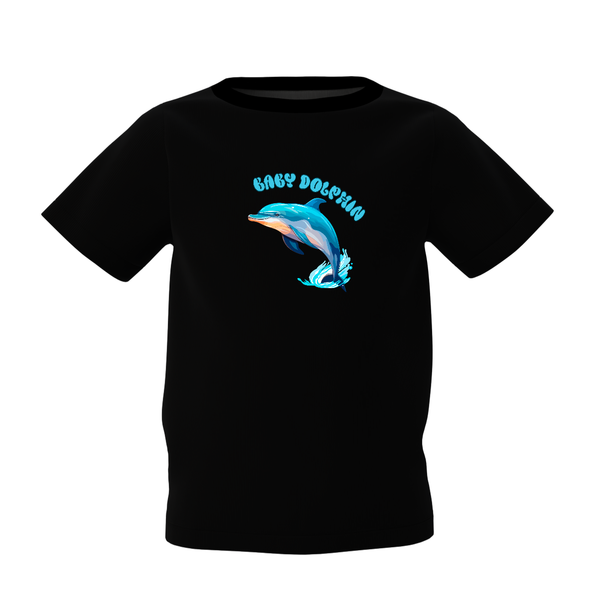 Baby Dolphin Graphic Kid’s Black Printed T-Shirt