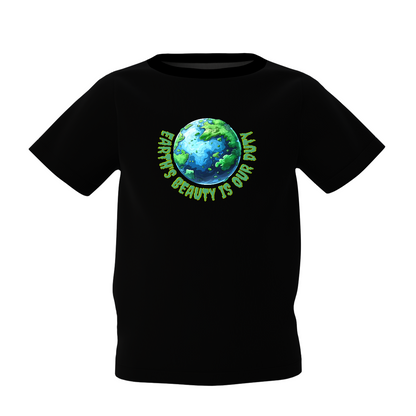 Earth Beauty Graphic Kids Black T-Shirt – Stylish Casual Tee