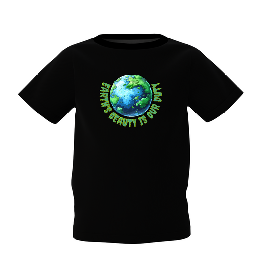 Earth Beauty Graphic Kids Black T-Shirt – Stylish Casual Tee