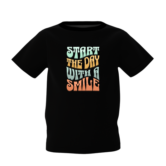 Day With Smile Kids Black Printed T-Shirt Fun & Stylish Wear