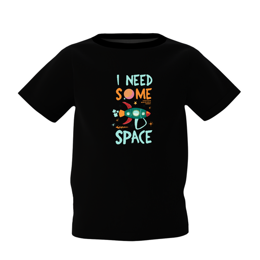 Some Space Kids Black Round Neck Printed T-Shirt Daily Wear