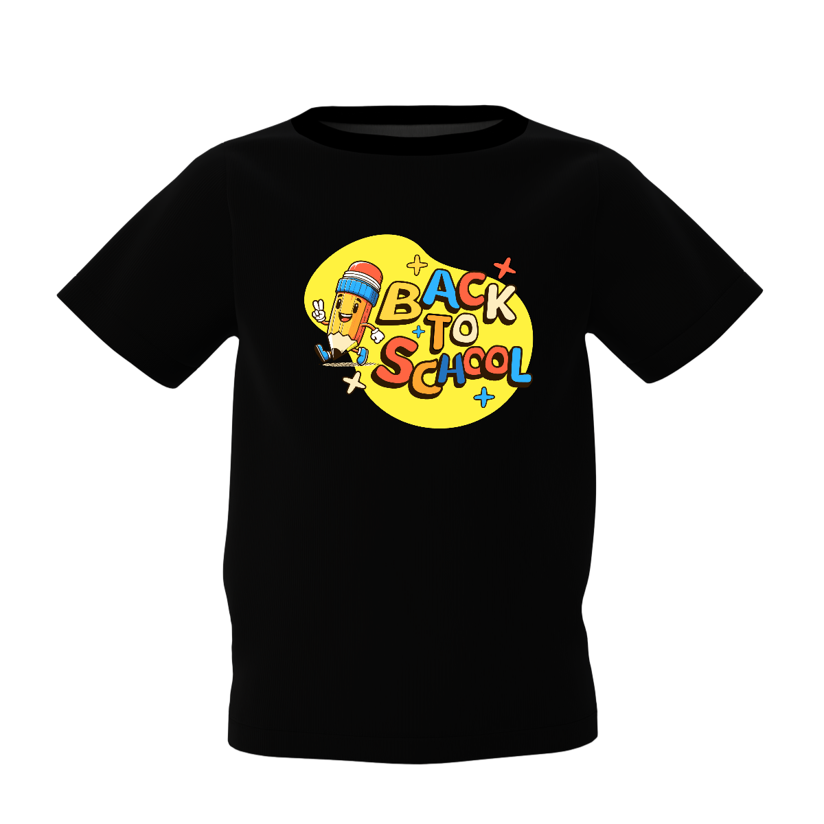 Back To School Graphic Kid's Black Round Neck Printed T-Shirt