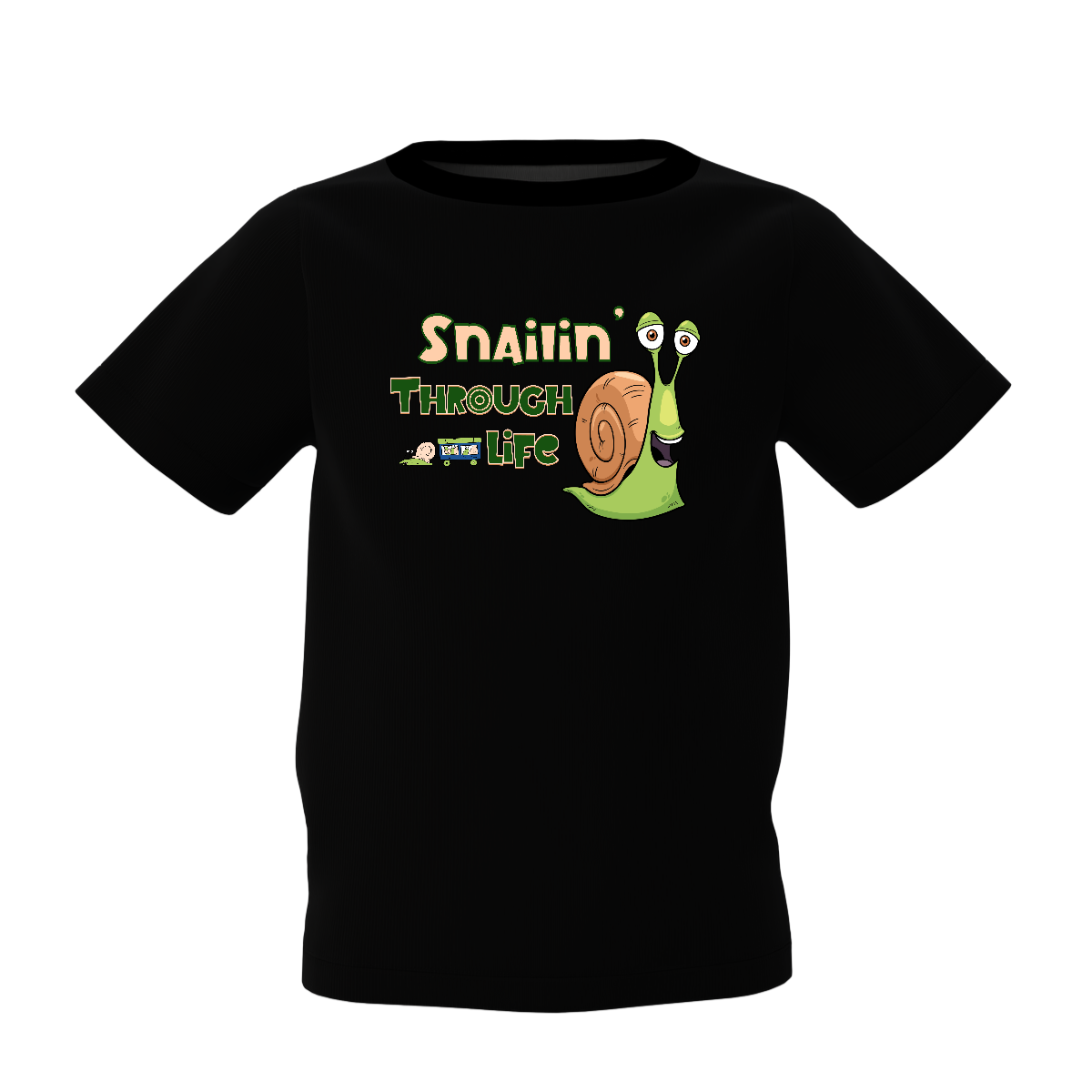 Snailin Graphic Kid’s Black Printed T-Shirt – Cute & Fun
