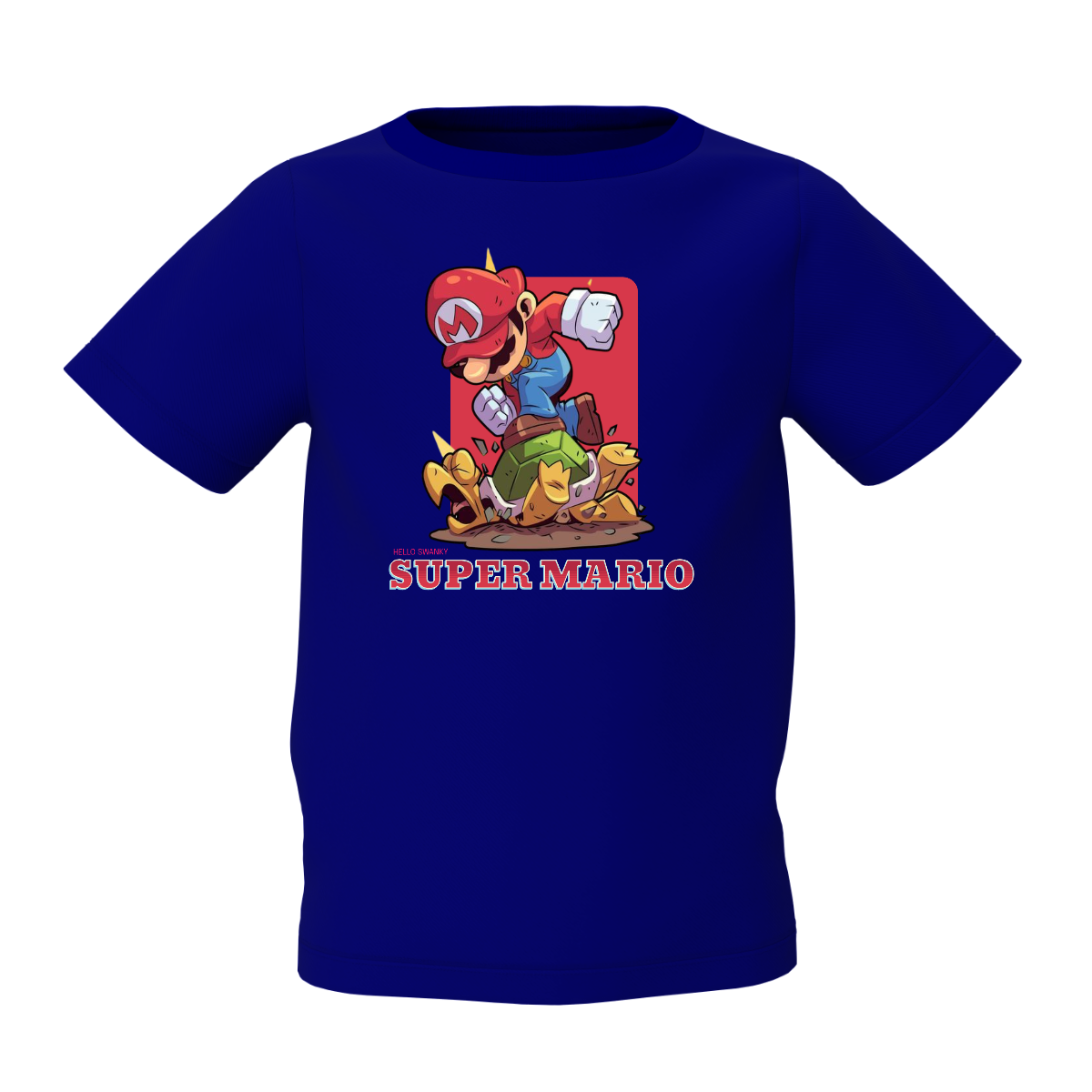 Mario Cartoon Graphic Kid’s Blue Printed T-Shirt – Fun Design