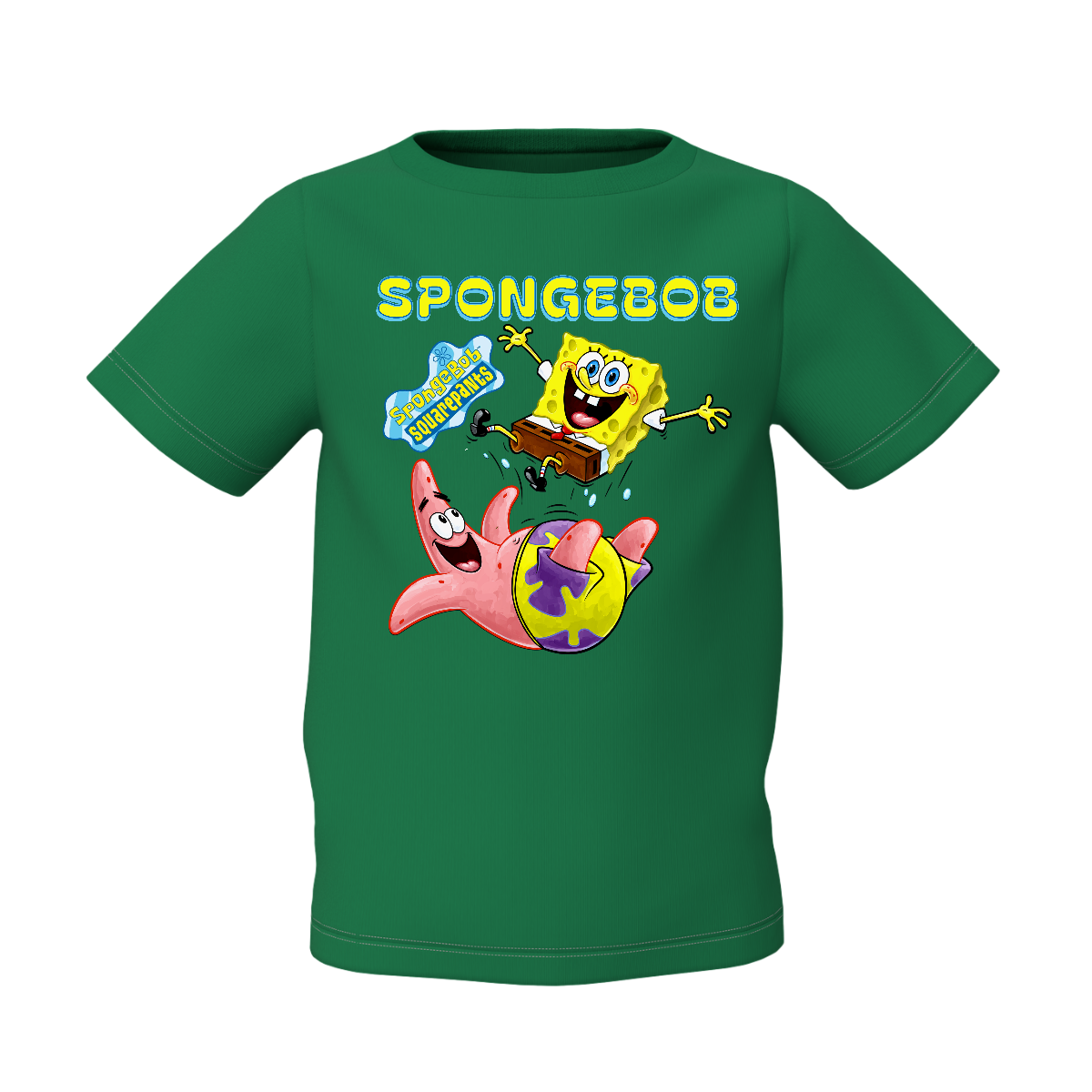 Spongbob Graphic Kid's Green Printed T-Shirt