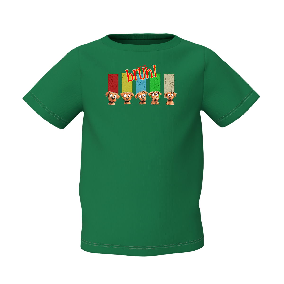 Bruh Graphic Kid’s Green Printed T-Shirt Fun Streetwear Tee