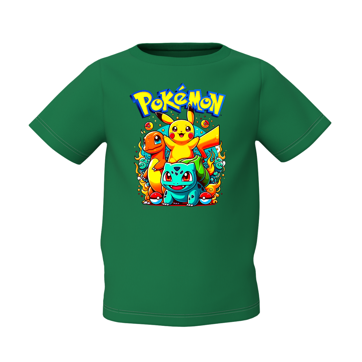 Pokemon Graphic Kid’s Green Printed T-Shirt – Fun and Stylish