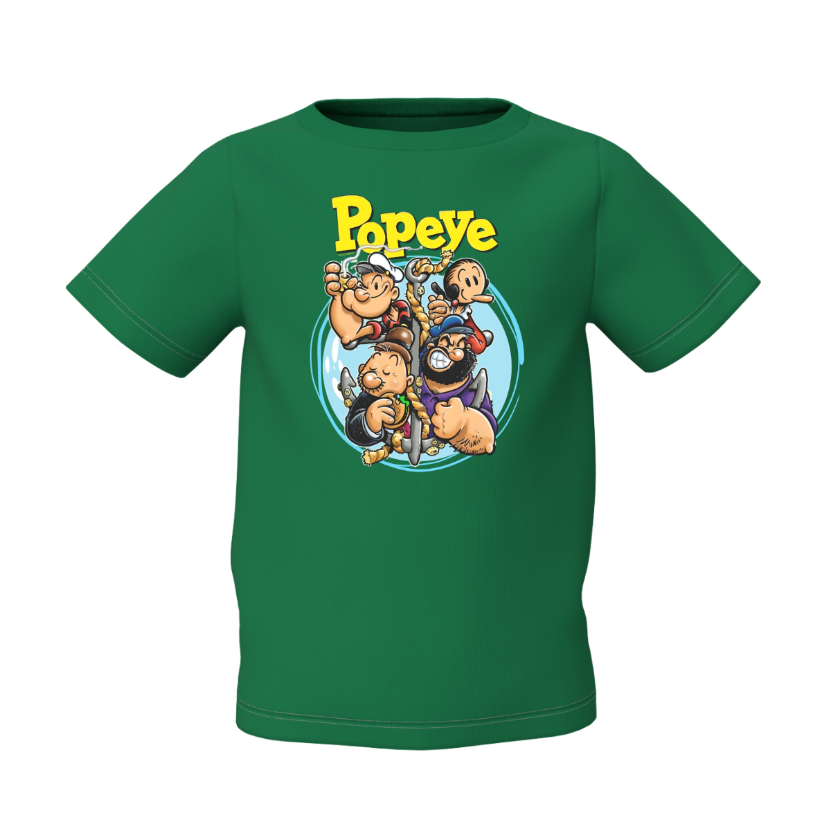 Kid’s T-Shirt Popeye Green Graphic Print for Everyday Wear