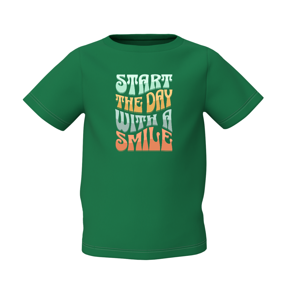Day With Smile Kids Green Printed T-Shirt Fun Style