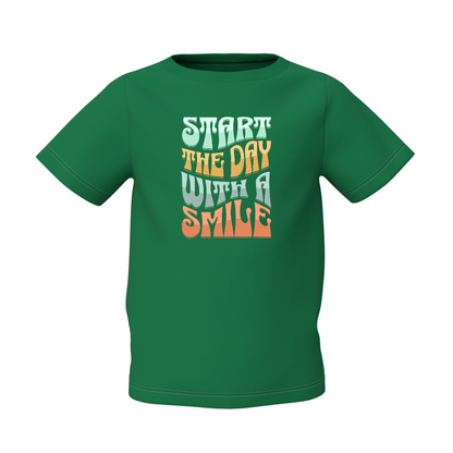 Day With Smile Kids Green Printed T-Shirt Fun Style