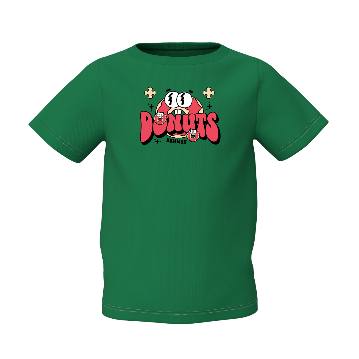 Donuts Graphic Kid’s Green Round Neck Printed T-Shirt