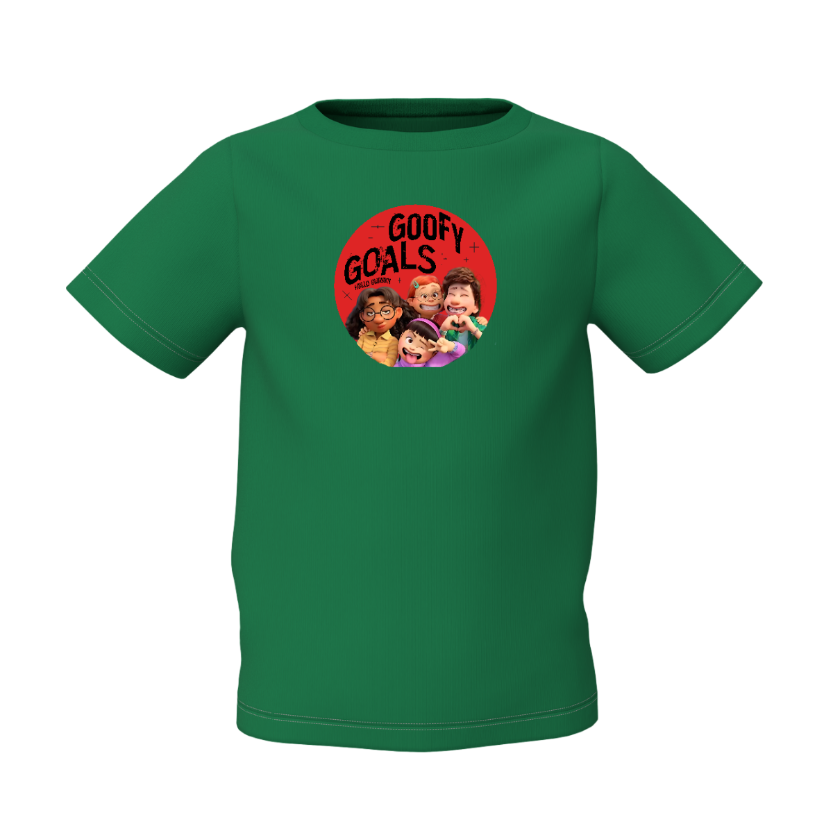 Goofy Goals Graphic Kid’s Green Printed T-Shirt Fun Tee