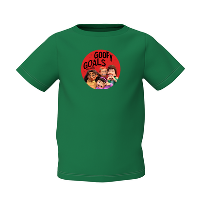 Goofy Goals Graphic Kid’s Green Printed T-Shirt Fun Tee