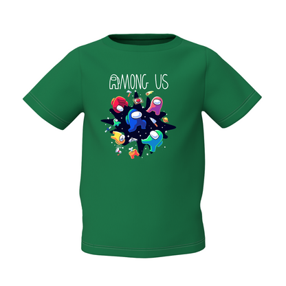 Among Us Kids Green Printed T-Shirt Graphic Gaming Style