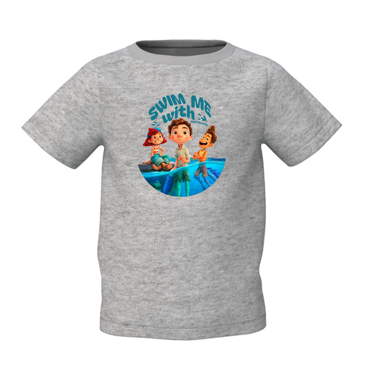 Swim With Me Kids Grey Printed T-Shirt Cute Daily Wear Tee