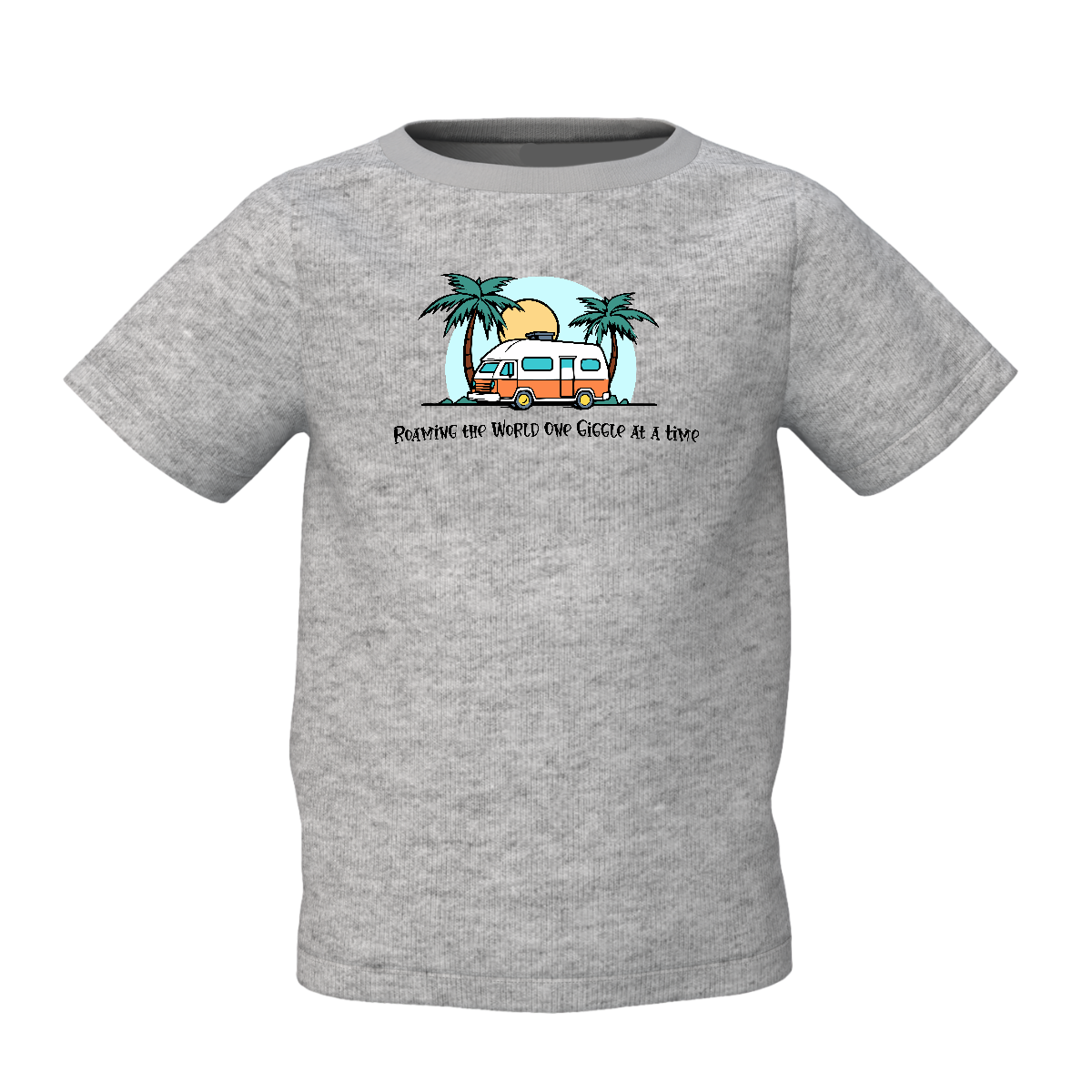 Bus Graphic Kidƒ??s Grey Round Neck Printed T-Shirt