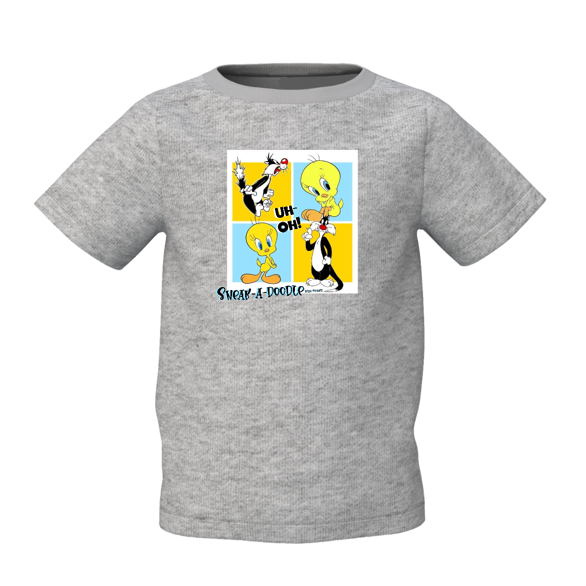 Doodle Graphic Kid’s Grey Printed T-Shirt