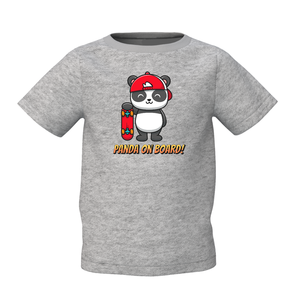 Panda On Rock Graphic Kid’s Grey Printed T-Shirt – Fun Design
