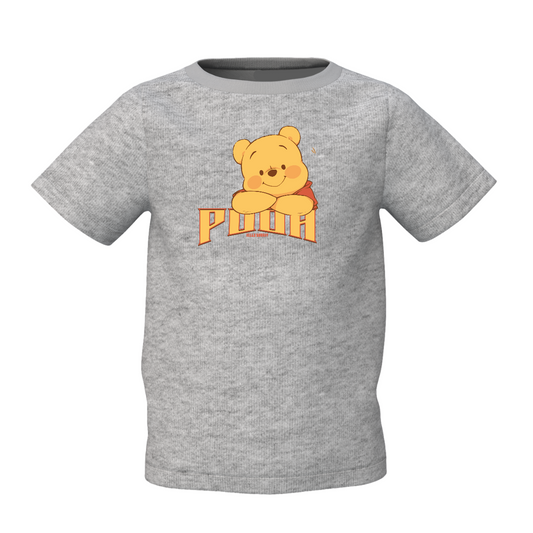 Pooh Grey Kids T-Shirt for Cute Cartoon Graphic Style Fits