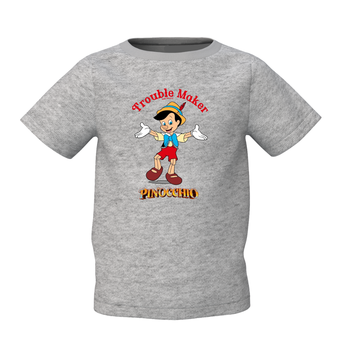Pinocchio Graphic Kid’s Grey Printed T-Shirt