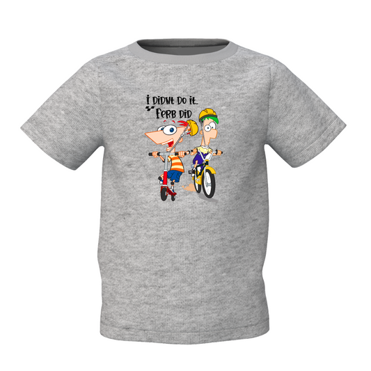 Phineas Graphic Grey Printed T-Shirt for Kids Comfort